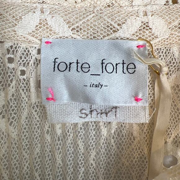 Forte Forte Lace Button Up Blouse  Bell Sleeve SZ L NWT Italian Luxury Designer - Picture 7 of 10